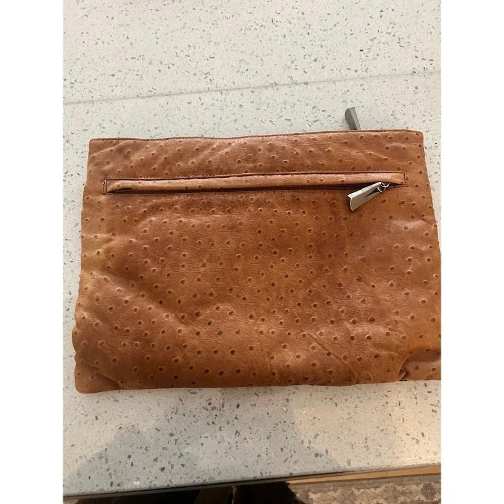 Liza‎ Ganz Vintage Brown Ostrich and Snake Skin Clutch Evening Bag Avant Garde